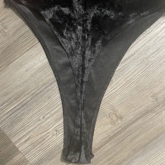 VTG 90s Y2K VICTORIAS SECRET Bodysuit Sz S Black Velvet Lace Ribbon Whimsigoth - Picture 9 of 11